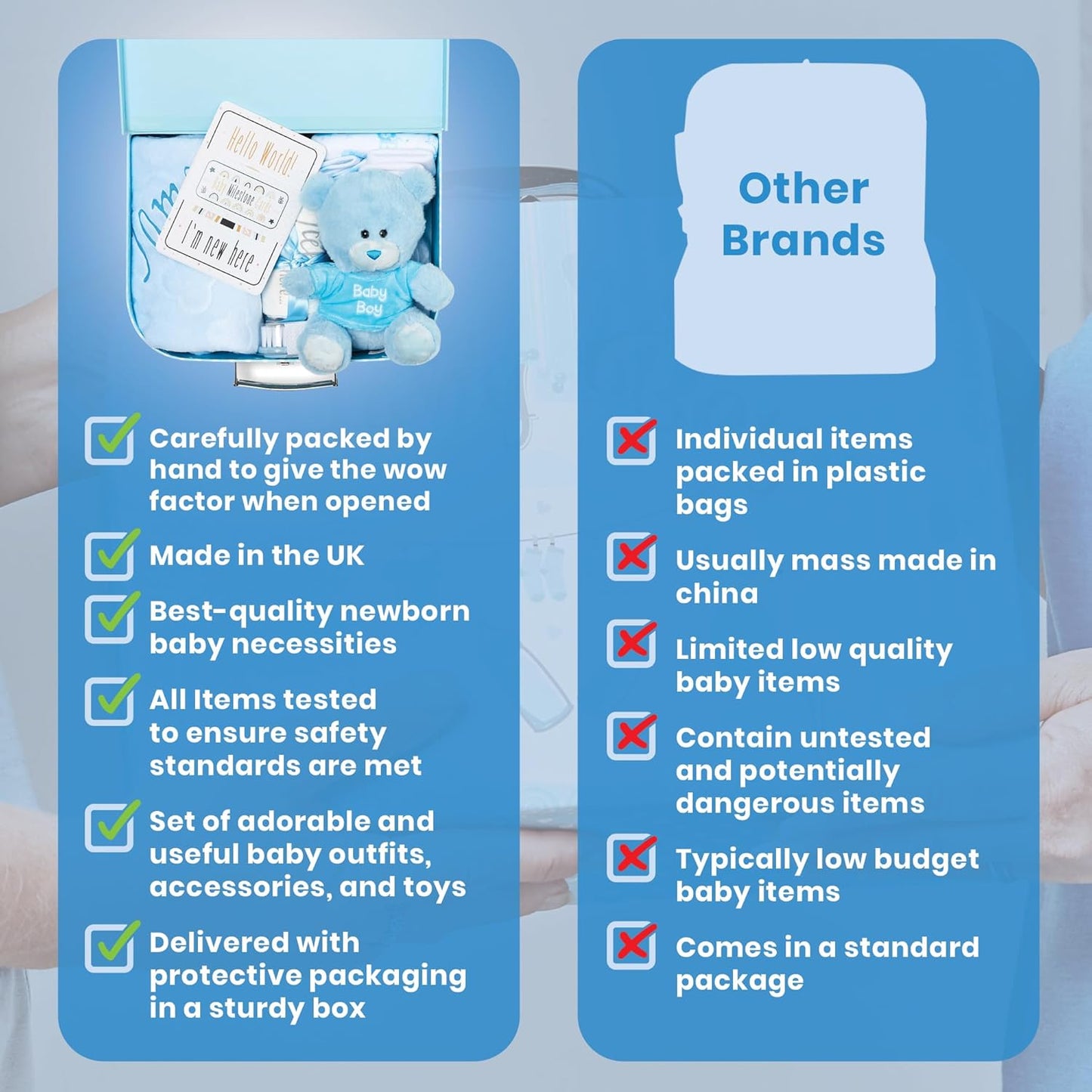 Presentes personalizados para bebês - Caixa de lembranças unissex inclui itens essenciais para bebês recém-nascidos, ursinho de pelúcia, itens essenciais para recém-nascidos e presentes para bebês