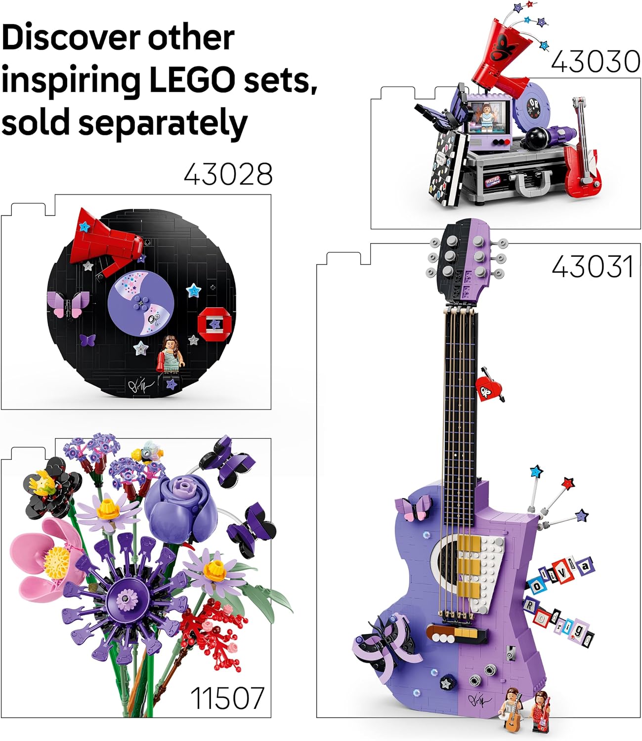 LEGO Edições "Concert Moon" da Olivia Rodrigo – Kit de Modelo de Toca-Discos com Disco de Vinil e Minifigura – Decoração para Quarto Infantil – Presente Musical para Adolescentes (Meninas e Meninos) e Fãs a partir de 14 Anos – 43029