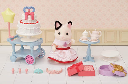 Sylvanian Families Conjunto de brincadeiras Party Time - Tuxedo Cat Girl - conjunto de brincadeiras para casa de bonecas 5646
