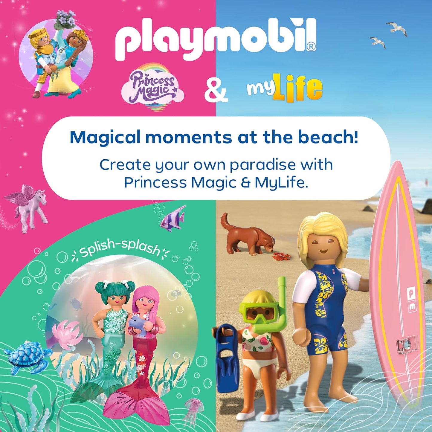 Playmobil Conjunto Play Egg Princesa e Praia | 2 Ovos Surpresa com Bonecos e Acessórios | Mini Mundos para Montar | Reutilizável como Cofre | Presente de Páscoa para Crianças a partir de 4 Anos | 210448
