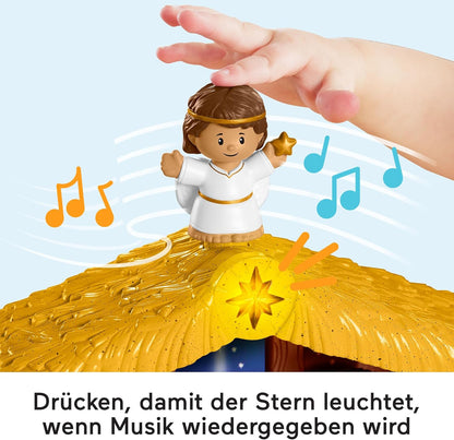 Fisher-Price Conjunto de presépio de brinquedo para crianças pequenas com luzes musicais e 18 peças para brincar de Natal, maiores de 1 ano, HMX70