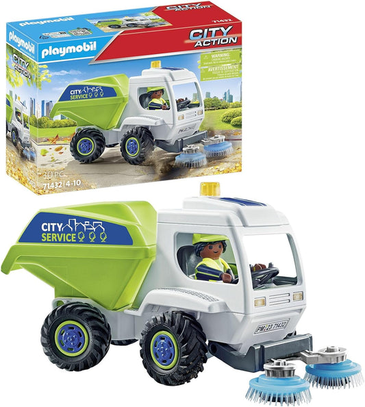 Playmobil 71432 City Life Barredora de Carreteras, Juguete Educativo de Limpieza de Ciudades, Juego de Roles Imaginativo, Juegos Adecuados para Niños a Partir de 4 Años