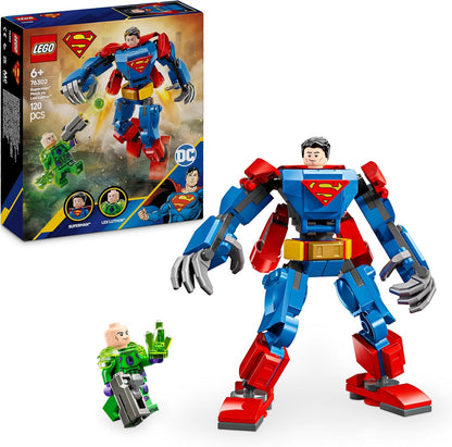 LEGO DC Superman Mech vs. Lex Luthor, brinquedo de super-heróis com 2 minifiguras, um atirador de pinos e criptonita - conjunto de figuras edificáveis - presente para meninos e meninas de 6 anos ou mais