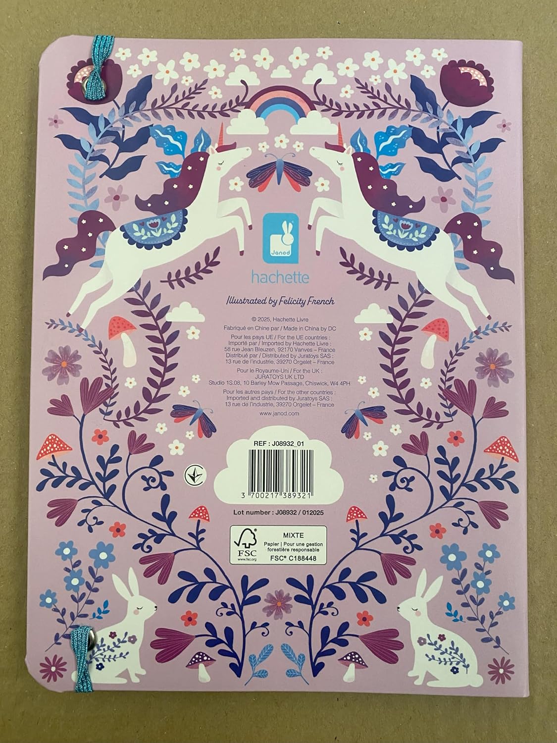 Janod - Caderno com Elástico - 144 Páginas - Tema Unicórnio - Formato A5 - Papelaria - Papelaria Unicórnio Presente para Meninas - 6 Anos ou Mais - J08932