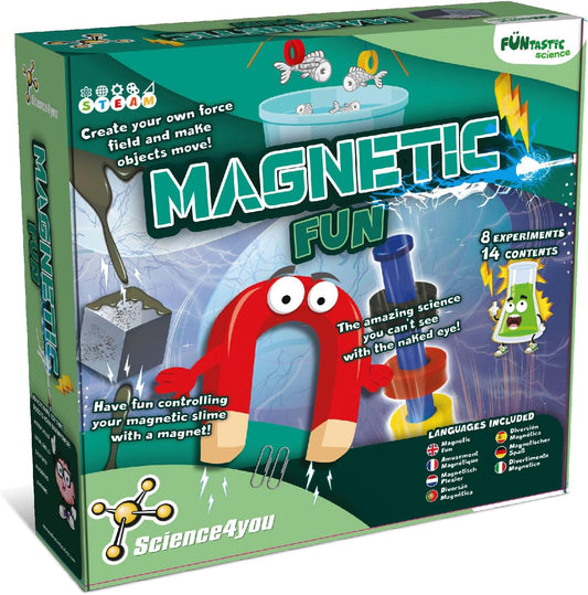 Science4you Invenções Magnéticas para Crianças - Kit de Ciências com Ímãs para Crianças, Brinquedos Magnéticos, Cubos e Massa de Modelar, 6 Experimentos e 14 Conteúdos, Jogos de Slime para Crianças
