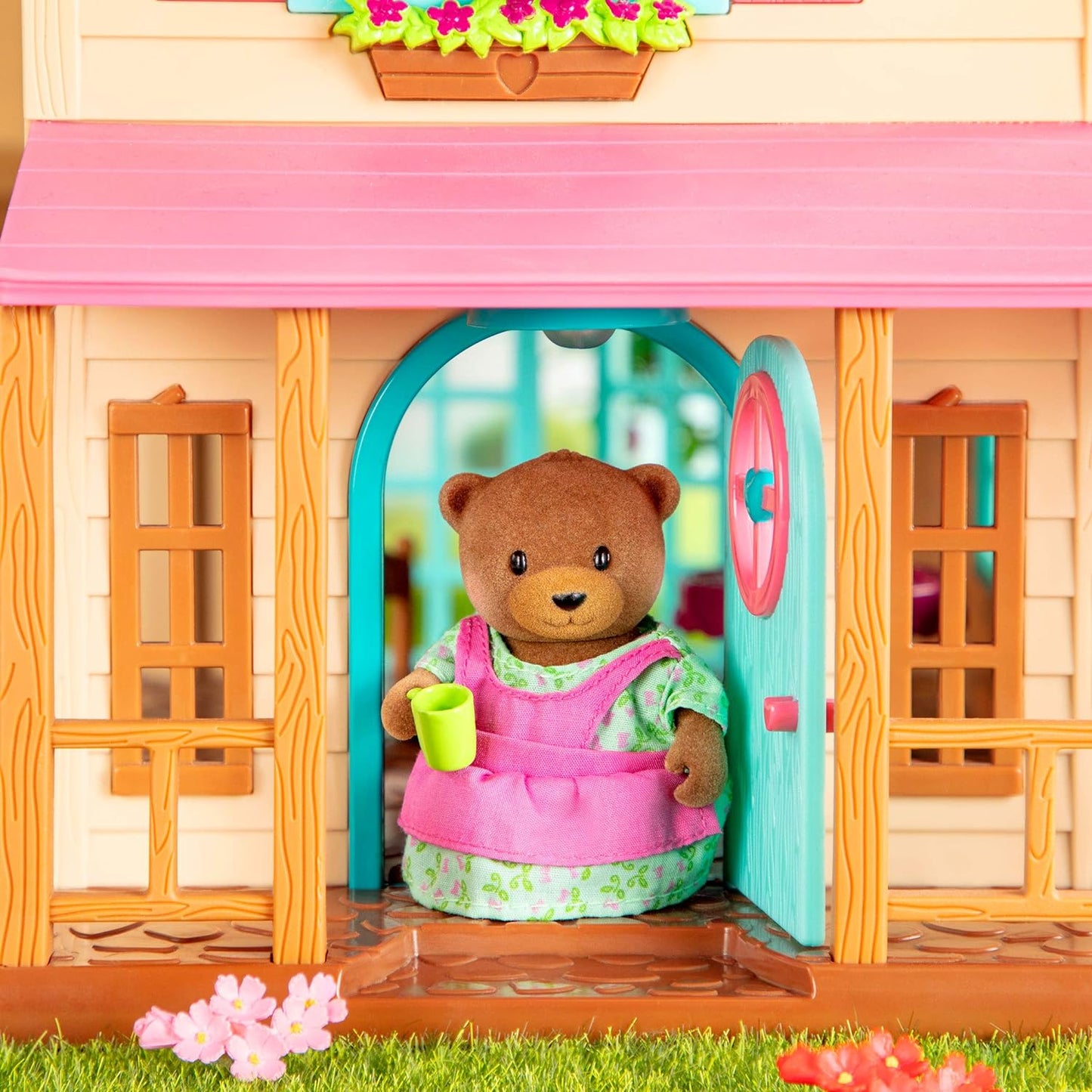Li'l Woodzeez - Honeysuckle Hillside Cottage - Juego de 20 piezas con casa de juegos, muebles y accesorios - Casas en miniatura y juegos para niños de 3 años en adelante