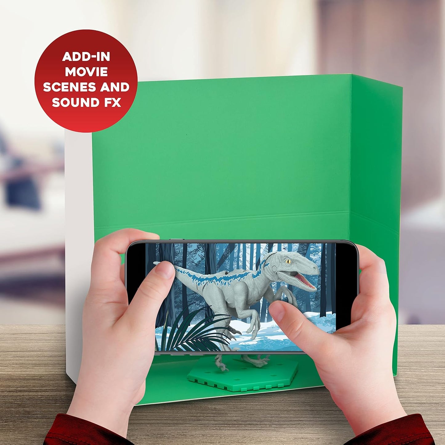 UAU! COISAS - Brinquedos de dinossauro Jurassic World MovieMates | Boneco de ação azul hiperarticulado e aplicativo | Brinquedos oficiais de dinossauro Jurassic World e Dominion para maiores de 3 anos