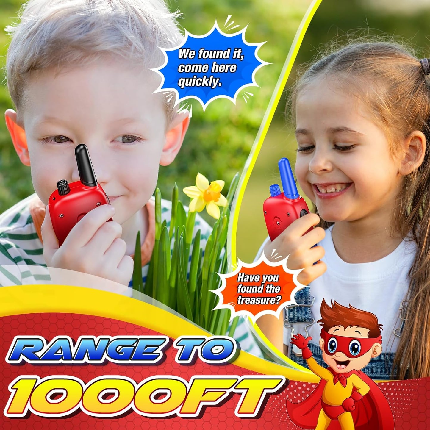 Walkie-talkies de aranha para crianças de 3 a 12 anos, ideal para meninos e meninas. Presente perfeito para aniversários e Natal. Ideal para atividades ao ar livre, como acampamentos e jardins.
