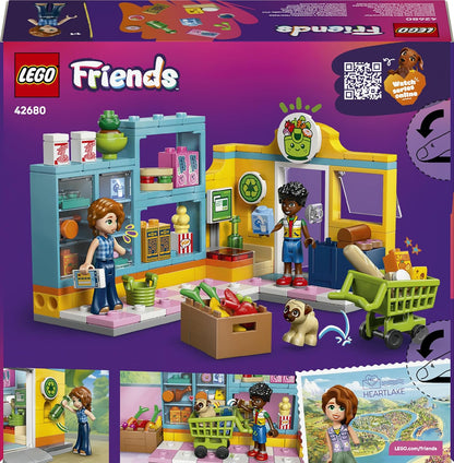 LEGO Friends Mini Supermercado de Heartlake City - Loja de Brinquedos com 2 Mini Bonecas, Figura de Cachorro de Estimação, Caixa Registradora e Acessórios de Comida de Brinquedo - Presente de Aniversário para Meninas a partir de 5 Anos - 42680
