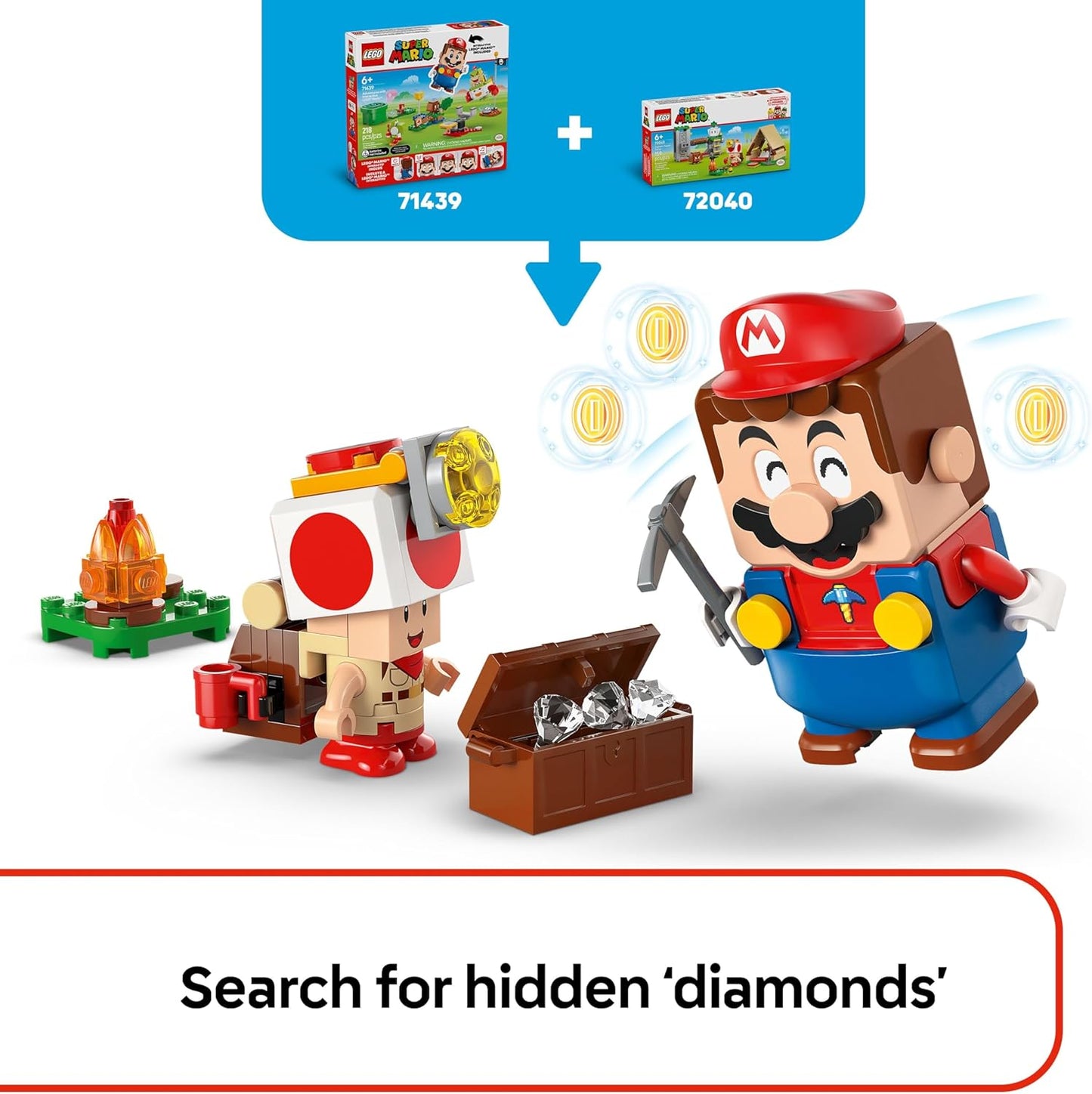 LEGO Super Mario Acampamento do Capitão Toad - Brinquedo interativo com 3 figuras, incluindo um Goomba, além de uma barraca e uma ponte que desaba - Presente para gamers a partir de 6 anos - 72040