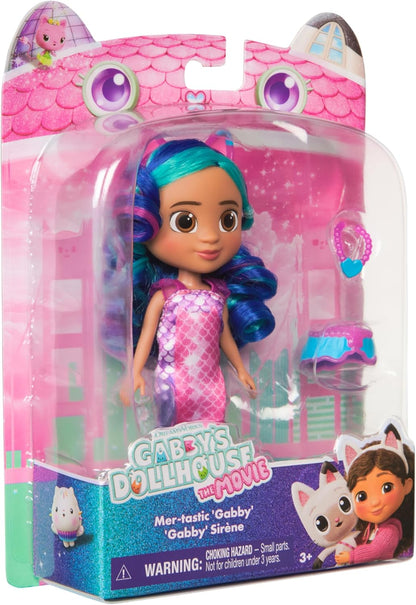 Gabby's Dollhouse: Boneca Gabby, a Sereia Fantástica, do filme, com roupas e acessórios temáticos de sereia. Brinquedo infantil para meninas e meninos a partir de 3 anos.