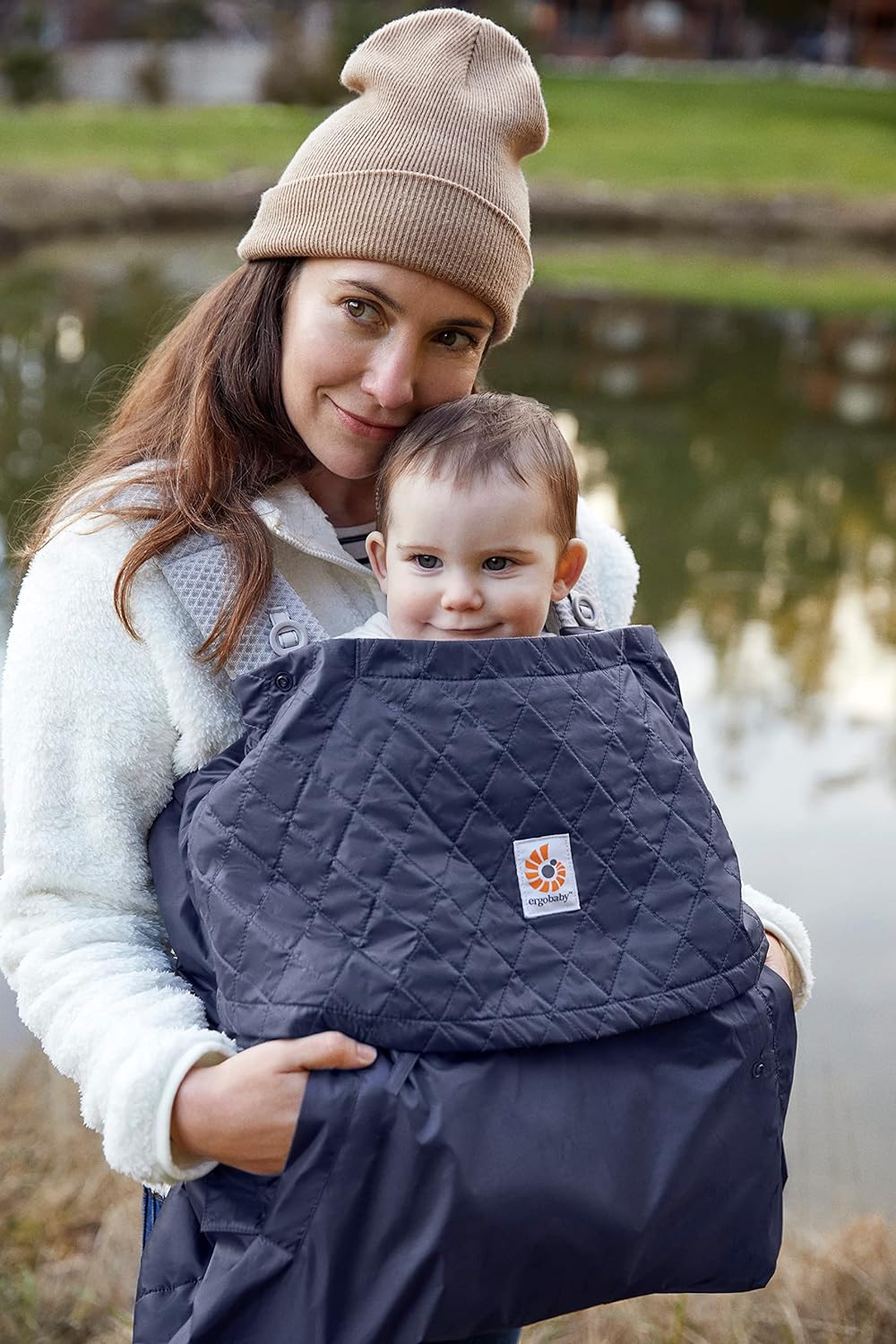Ergobaby Funda de invierno, protección contra la lluvia y el frío con forro polar para todos los portabebés Ergobaby, protección para todo tipo de clima con funda repelente al agua, antracita