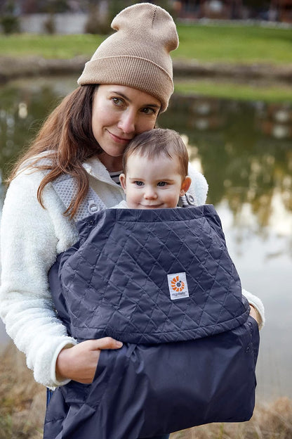Ergobaby Funda de invierno, protección contra la lluvia y el frío con forro polar para todos los portabebés Ergobaby, protección para todo tipo de clima con funda repelente al agua, antracita