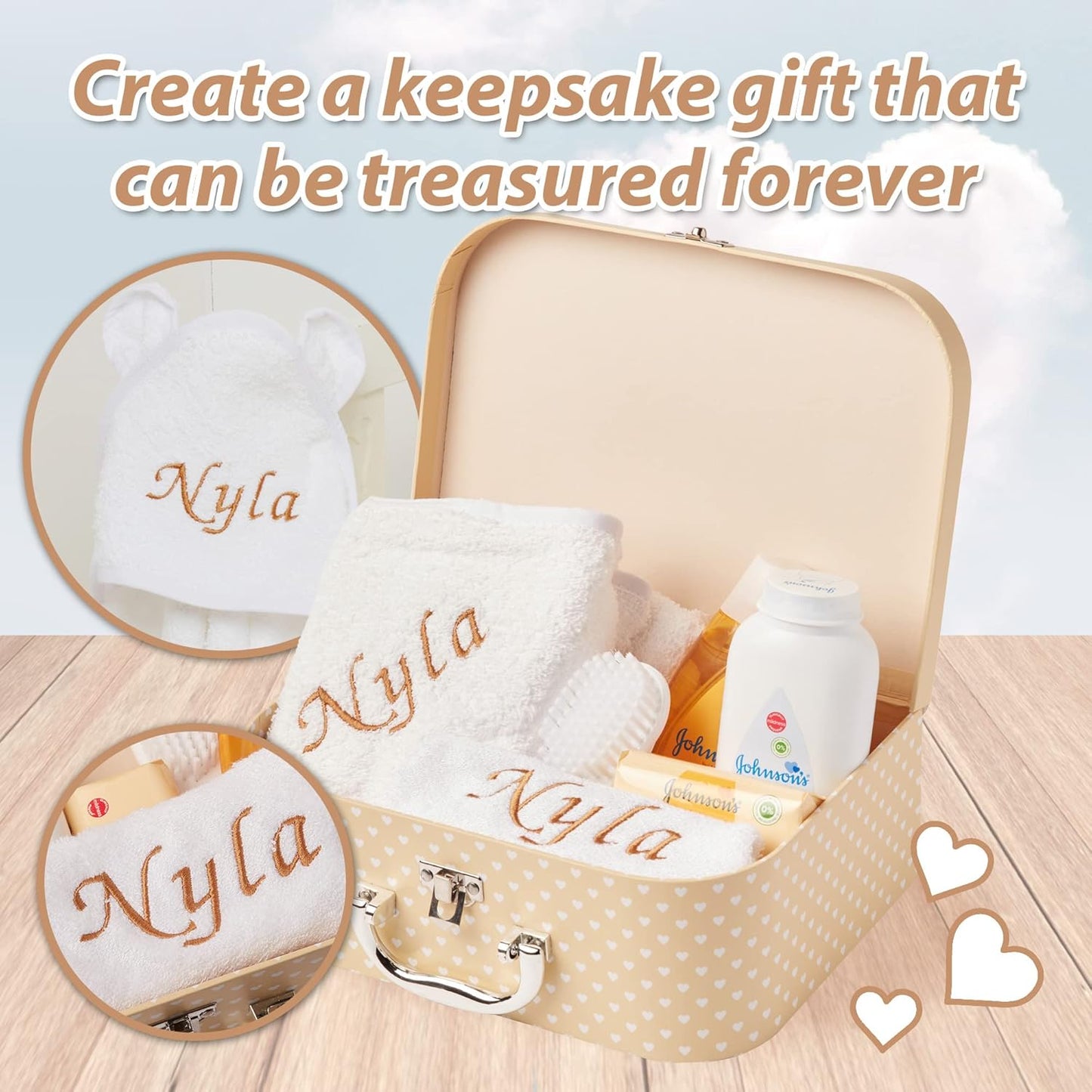 Conjunto de presentes personalizados para bebês: presentes personalizados para bebês, conjunto de banho para bebês, presentes personalizados para recém-nascidos, itens essenciais para recém-nascidos