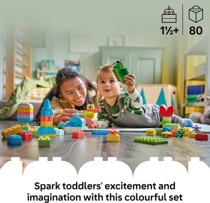 LEGO DUPLO Caixa Criativa Colorida - Brinquedo Educativo para Desenvolvimento da Coordenação Motora Fina em Crianças Pequenas - Inclui Peças com Números, Animais, Veículos e Comida de Brinquedo - Presente de Aniversário para Meninos e Meninas a partir