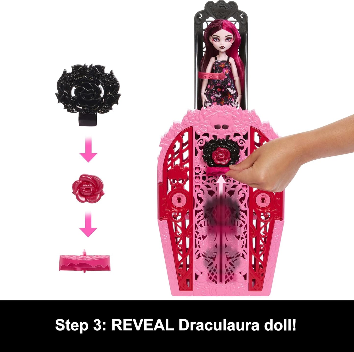 Monster High Skulltimate Secrets - Boneca e Acessórios, Draculaura Garden Mysteries com Closet Revelado e mais de 19 Surpresas para Festa do Chá, como Roupas, HYT72