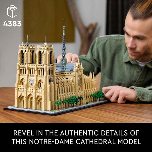 Lego 21061 Arquitetura Notre-Dame de Paris Set, Kit de modelo para adultos construírem, Decoração para casa ou escritório, Presente colecionável para amantes da história, homens, mulheres, ele ou ela 21061
