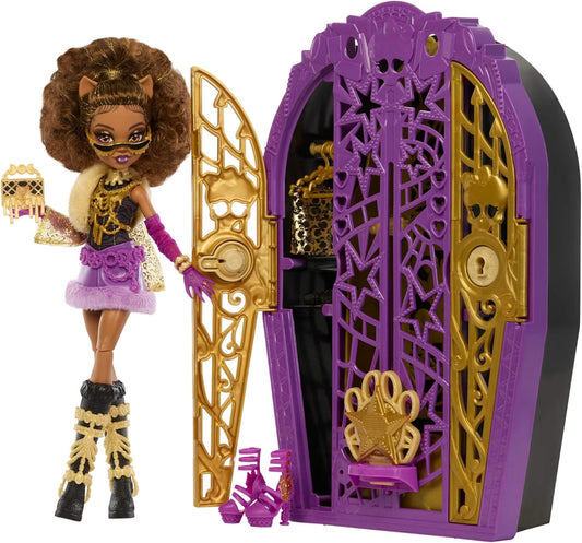 Monster High Conjunto de boneca e acessórios Skulltimate Secrets, Hauntlywood Mysteries Clawdeen Wolf com guarda-roupa revelador e mais de 19 surpresas glamorosas, como roupas para boneca, JBG80
