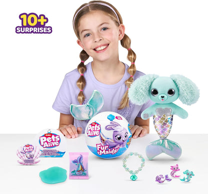 Pets Alive Furmaids da ZURU, brinquedo eletrônico de pelúcia de sereia, bichinhos de pelúcia robóticos e brinquedo interativo para meninas com luzes e 10 surpresas (verde)