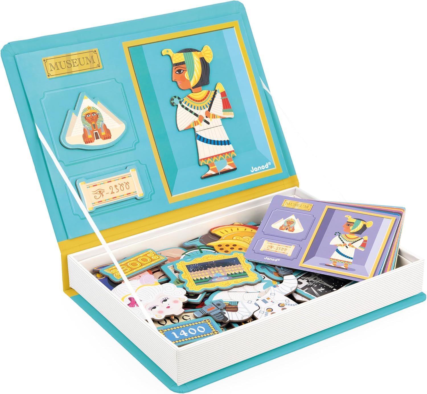 Janod - Magnéti'Book History - Jogo educativo de 60 ímãs com 12 cartas