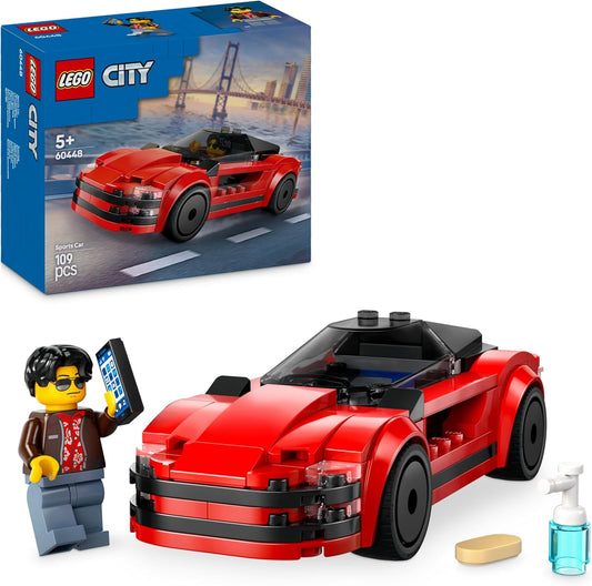 LEGO Brinquedo de carro esportivo vermelho City - Brinquedos de carro de corrida para meninos e meninas de mais de 5 anos - Presentes educacionais para aniversários e feriados - Inclui uma minifigura de motorista e acessórios