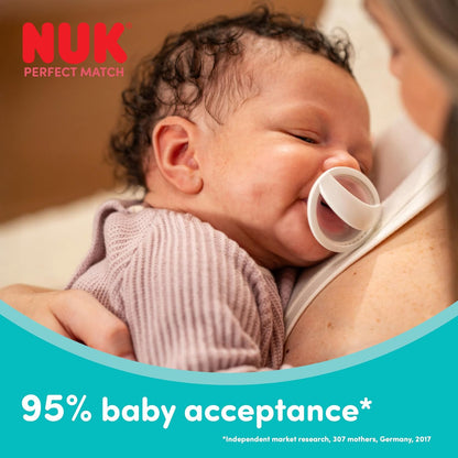 NUK Chupetas Perfect Match | 0-6 meses | Compatíveis com a amamentação, ortodônticas | 95% de aceitação pelos bebês** | Verde e Azul | 2 unidades