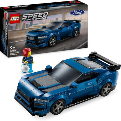 LEGO Speed Champions Ford Mustang Dark Horse Carro esportivo veículo de brinquedo para meninos e meninas de 9 anos ou mais, conjunto de modelo edificável com minifigura de motorista, decoração de quarto infantil, ideia de presente de aniversário 76920
