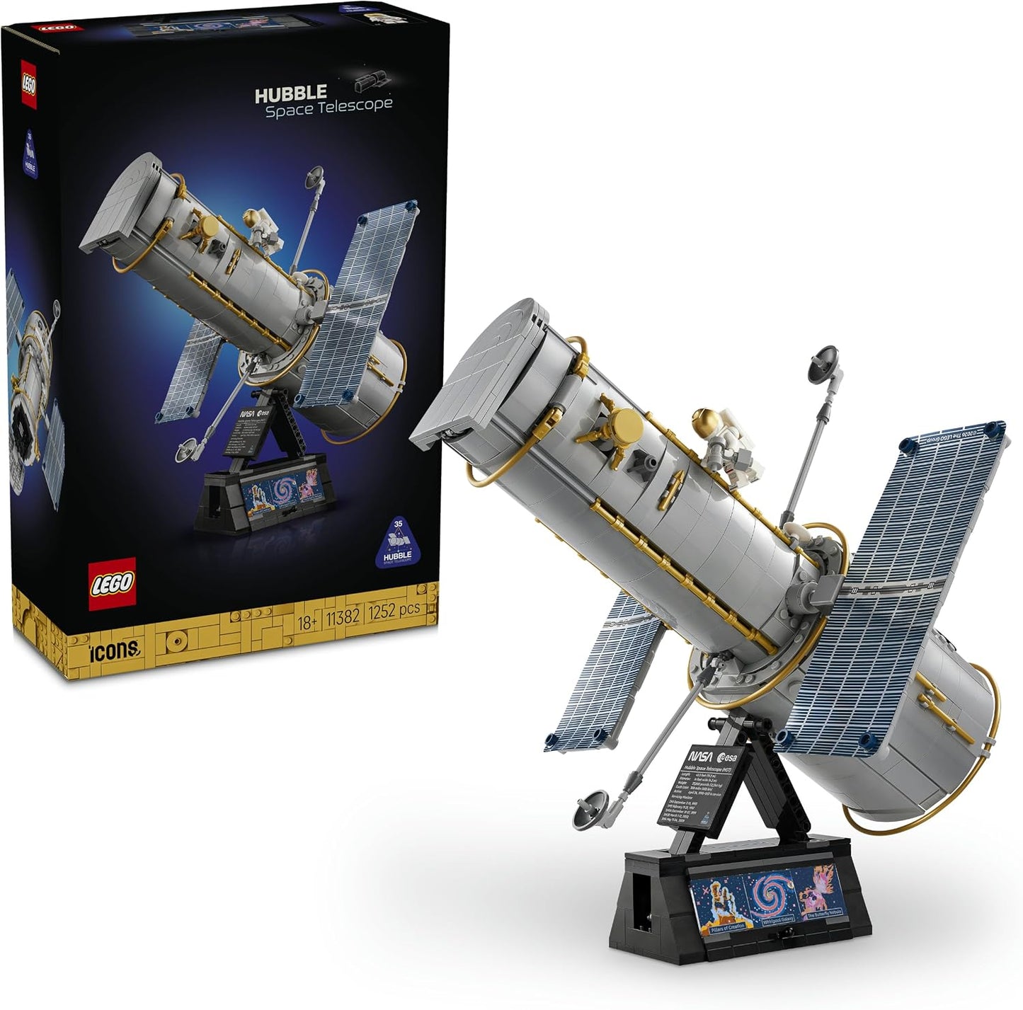 LEGO Icons Telescópio Espacial Hubble – Kit de Modelo 3D para Adultos – Conjunto STEM com Painéis Solares, Painel de Instrumentos e Minifigura de Astronauta – Ideia de Presente de Astronomia para Montar – 11382