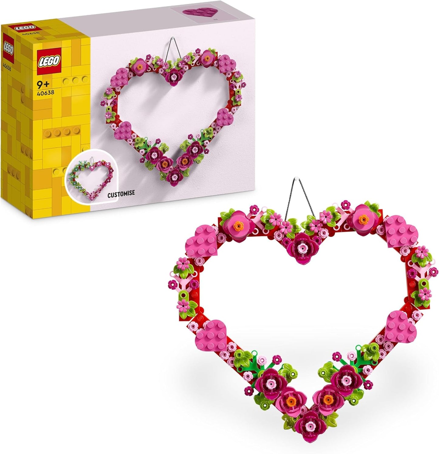 LEGO Conjunto de ornamento de coração criador, brinquedo de construção para meninas e meninos de 9 anos ou mais, decoração de quarto infantil ou acessório de parede, ideia 40638