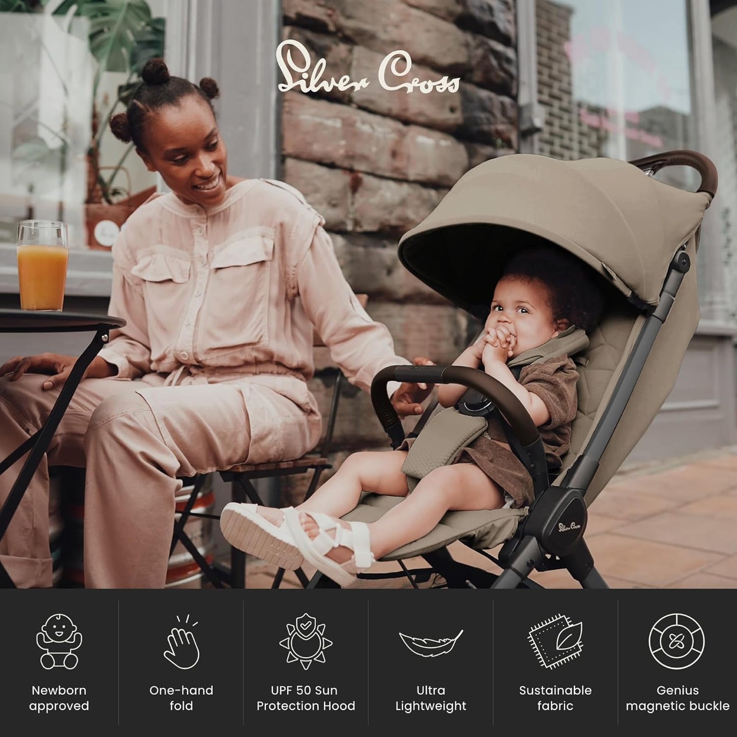 Silver Cross - Carrinho de bebê compacto Clic 2 e bolsa de viagem - Carrinho de viagem para a vida em movimento - Dobrável e leve - Adequado do nascimento aos 4 anos - Cobble