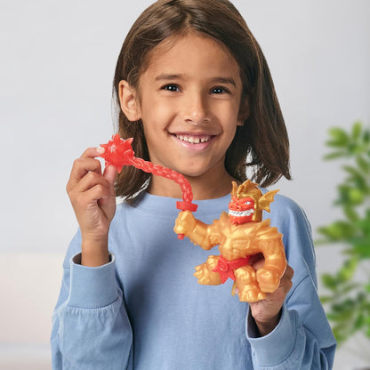 Heróis de Goo Jit Zu Stretch Strikers Deluxe Hero Pack Blazagon, Figura de Ação Elástica com Mais de 20 Sons de Batalha Incríveis