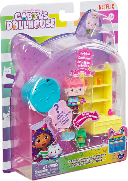 Gabby’s Dollhouse, Conjunto de bonecas Celebration Series Baby Box Cat Bobble com móveis e acessórios para casa de bonecas, brinquedo infantil para meninas e meninos a partir de 3 anos.