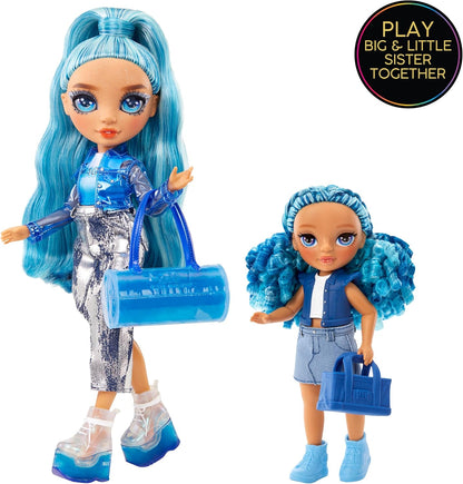 Rainbow High Littles - Sapphire Bradshaw - Boneca fashion pequena e posável - Boneca azul de 14 cm de altura com bolsa e Yeti de estimação mágico - Adequado para crianças e colecionadores