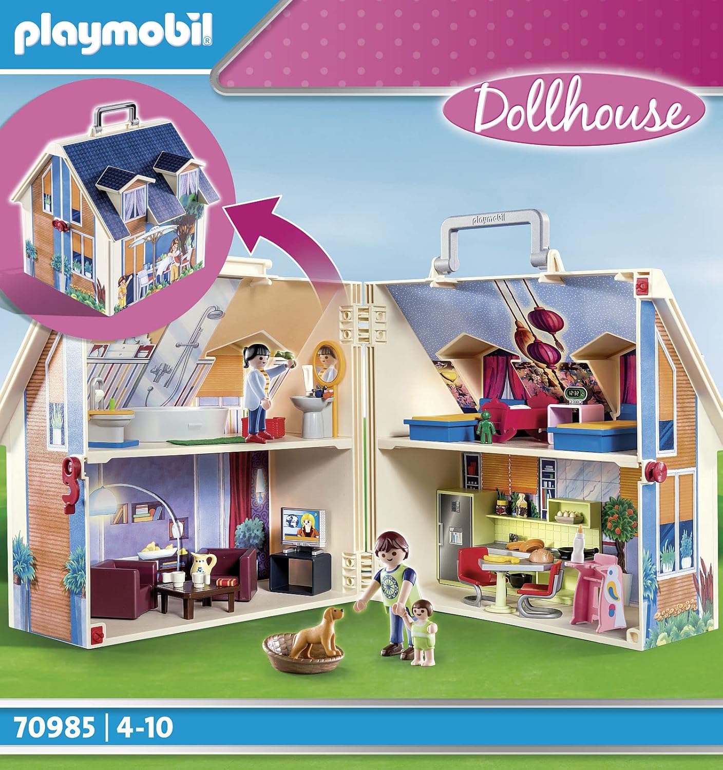 PLAYMOBIL 70985 Casa de Bonecas Portátil City Life, brinquedo divertido para brincadeiras imaginativas, ideal para crianças a partir de 4 anos.
