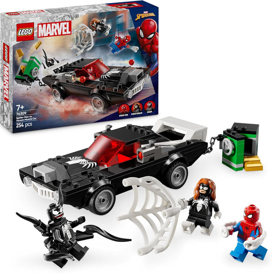 LEGO Marvel Spider-Man vs. Venom Muscle Car - Brinquedo de construção com 3 minifiguras de super-heróis para brincadeiras imaginativas - Presente para meninos e meninas de 7 anos ou mais