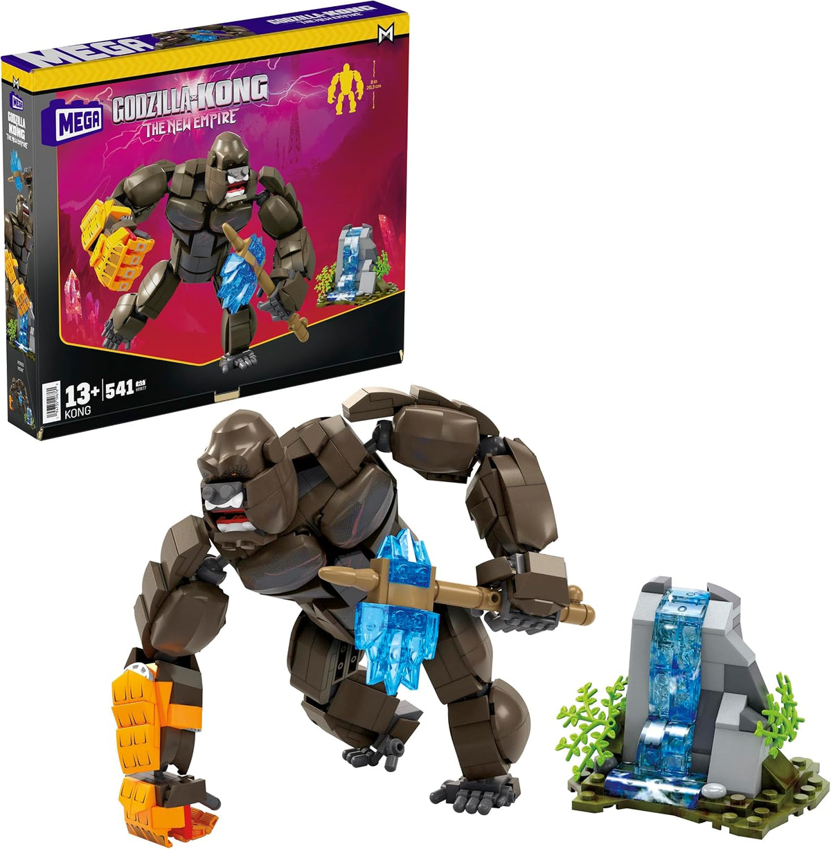 Mega Conjunto de Montar Godzilla x Kong: O Novo Império – Figura de Ação do Kong com 541 Peças e Acessórios, 30 cm de Comprimento, para Colecionadores Adultos