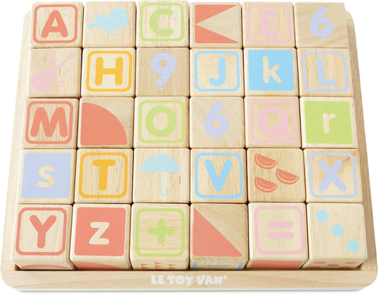 Le Toy Van - Petilou Brinquedo educacional de blocos de madeira ABC de madeira para crianças e bebês | Adequado para menino ou menina de 1 ano +