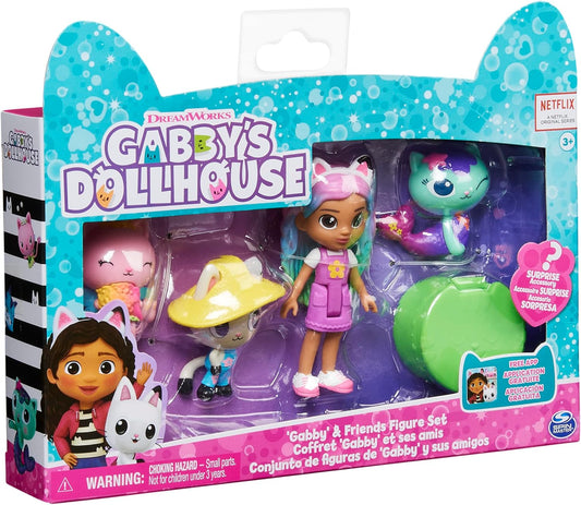 Gabby’s Dollhouse, Conjunto de figuras Gabby e Amigos com boneca Gabby Arco-Íris, 3 figuras de brinquedo e acessório surpresa. Brinquedos infantis para crianças a partir de 3 anos.