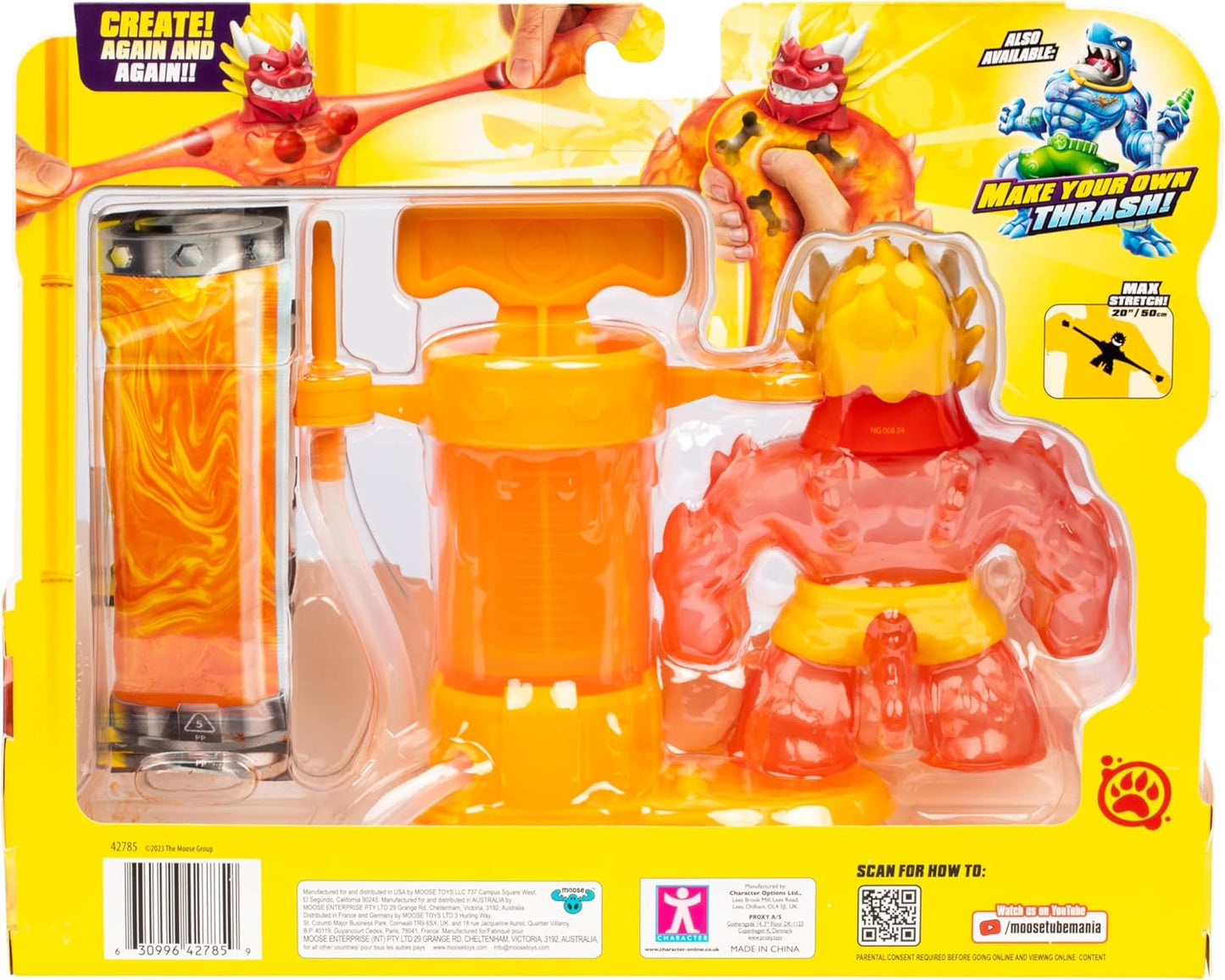 Heróis de Goo Jit Zu Hero Creator Blazagon com 3 recheios de gosma exclusivos. Misture, preencha e crie sua própria figura de ação elástica.