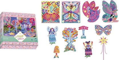 Janod - Conjunto Multiatividades - Tema Fada - 11 Realizações - Kit de Lazer Criativo Infantil - Destreza e Concentração - A partir de 5 anos - J09175