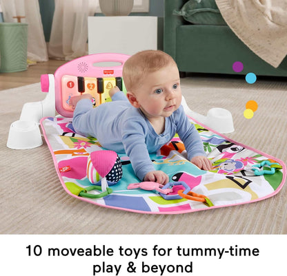 Fisher-Price Tapete de Atividades para Bebês: Brilha e Cresce, Piano e Ginásio para Chutar e Brincar, Brinquedo Musical Portátil com Aprendizado Inteligente, para Bebês a partir de 0 Meses, Rosa, Versão em Inglês (Queensland), HYH63