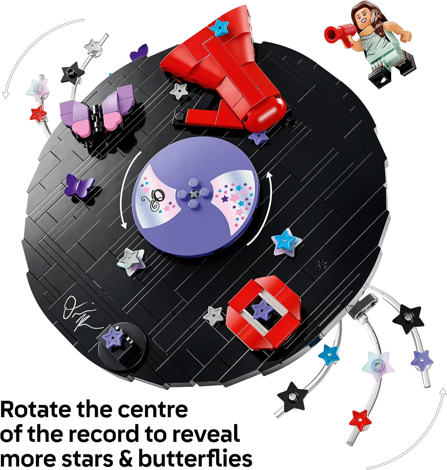 LEGO Edições Vinil da Olivia Rodrigo – Brinquedo com modelo de disco, minifigura e acessórios – Decoração de mesa ou parede – Presente musical para meninas, meninos e fãs a partir de 10 anos – 43028