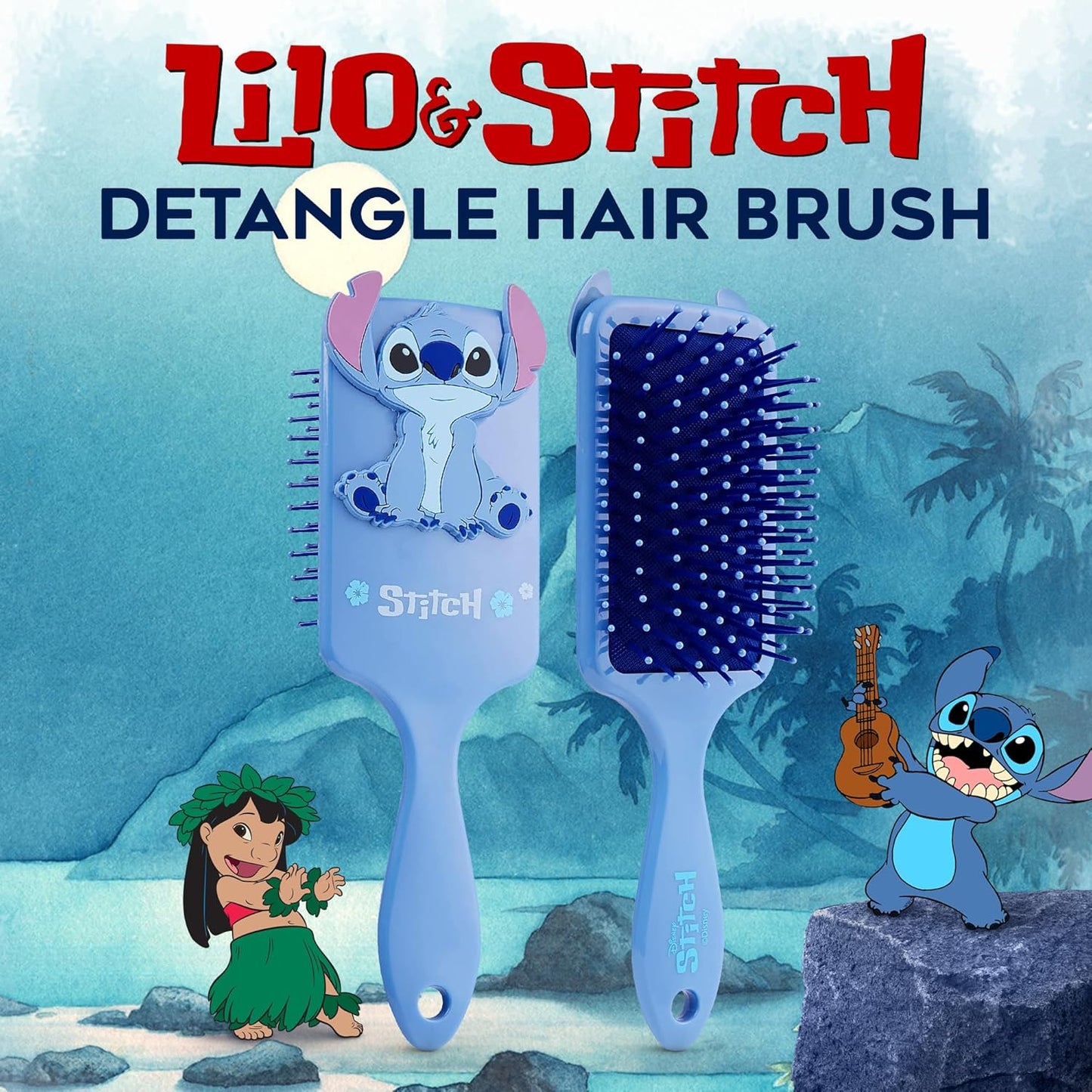 Disney Stitch Detangle Hair Brush for Women Teenagers Girls Minnie Mouse Baby Yoda Paddle Brush Stitch Gifts (Blue Stitch)