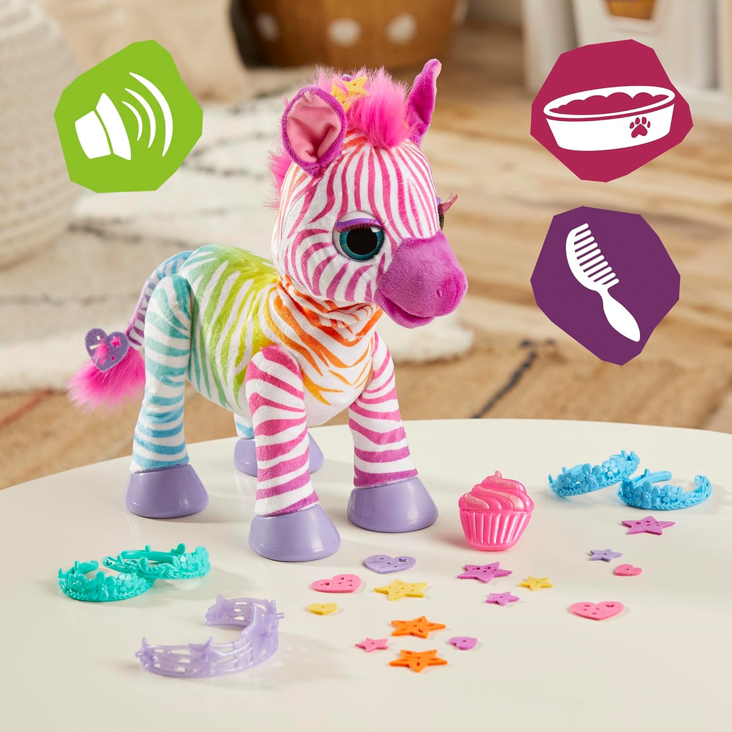 Brinquedo FurReal Zenya My Rainbow Zebra, brinquedos interativos para