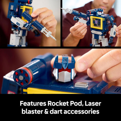 LEGO Icons Transformers: Conjunto Soundwave para Adultos - Kit de Modelo para Exibição com Figuras Conversíveis, incluindo Laserbeak e Ravage, além de um Bloco Sonoro - Presente Colecionável para Fãs - 10358