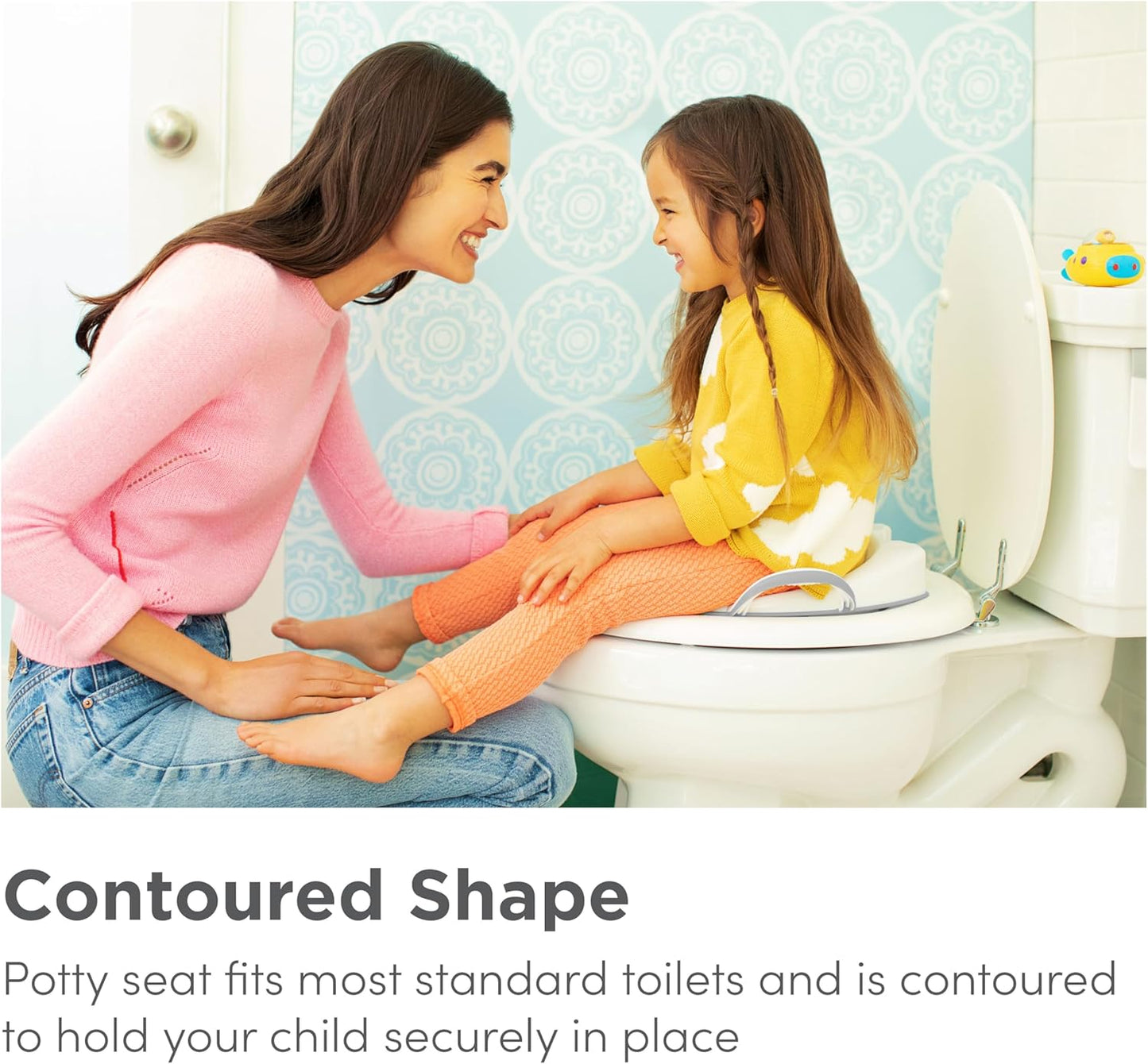 Munchkin Assento sanitário 90342, branco, assento sanitário Munchkin resistente | Assento sanitário para treinamento de penico com alças e pernas | Assento sanitário portátil para crianças pequenas | Cinza