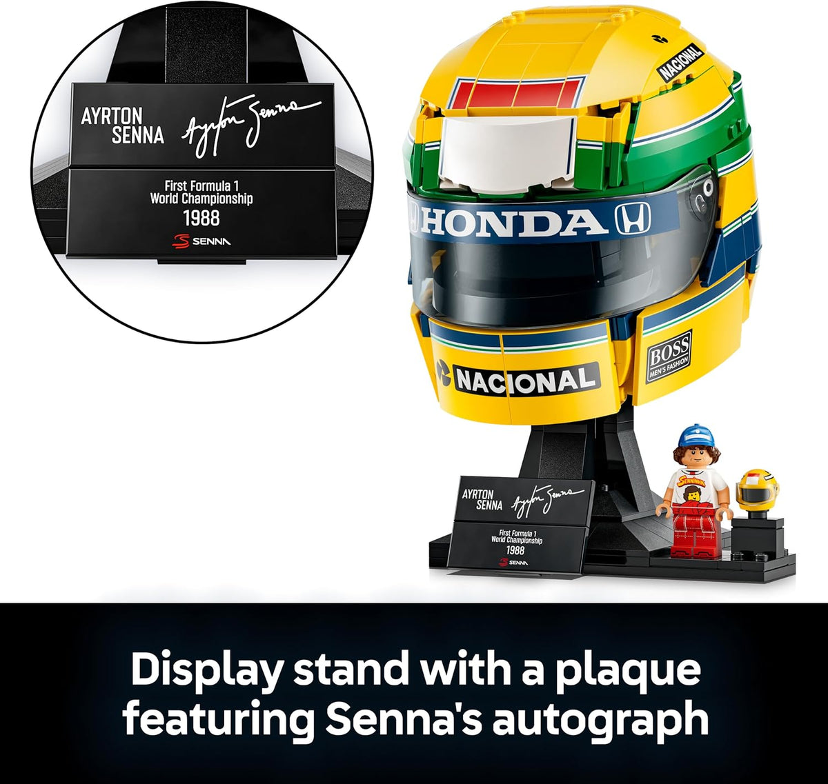 LEGO – Capacete de Ayrton Senna 43024 | Conjunto para meninos e meninas a partir de 14 anos, modelo para exibição, minifigura colecionável, produto de Fórmula 1, ideia de presente...