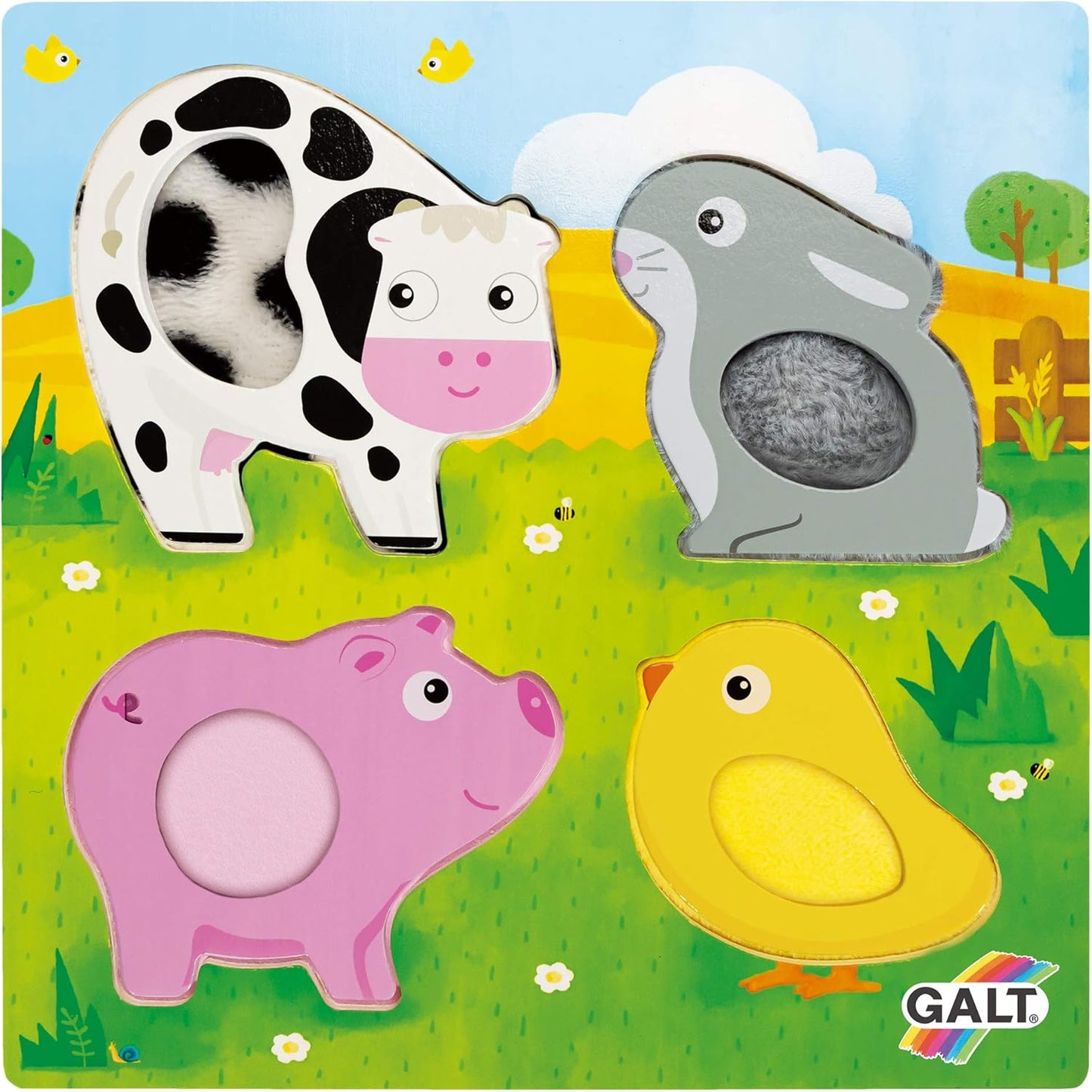Galt Toys, Quebra-cabeça Feely Farm, Quebra-cabeça de madeira para crianças a partir de 12 meses