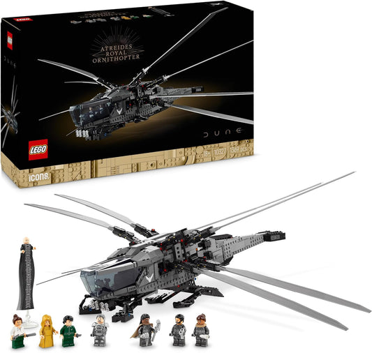 LEGO  10327 Icons Dune Atreides Royal Ornithopter, kit de modelo para adultos construir, presentes de aviação com tema de filme para homens, mulheres, ele, ela, conjunto de veículos com 8 minifiguras Inc.