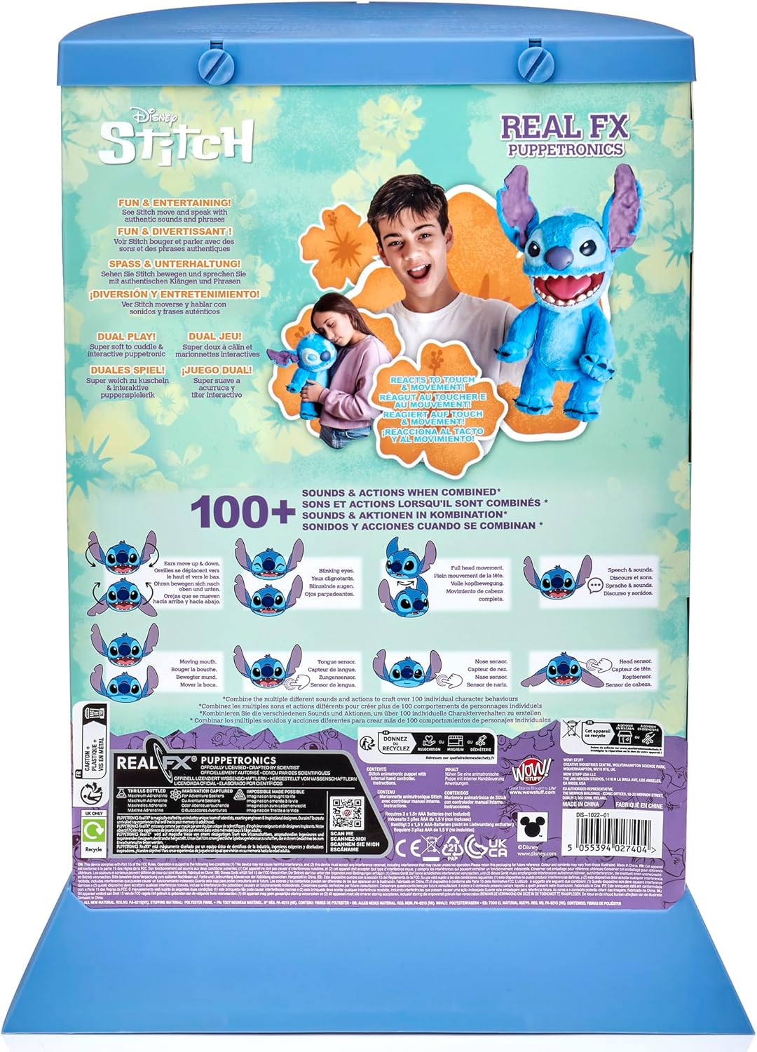 UAU! COISAS: Fantoche Disney Stitch com Efeitos Reais - Pelúcia Animatrônica de 45 cm, Mais de 100 Combinações de Ação e Som, Visual, Sensação e Som Realistas! 1ª Edição, A partir de 6 Anos
